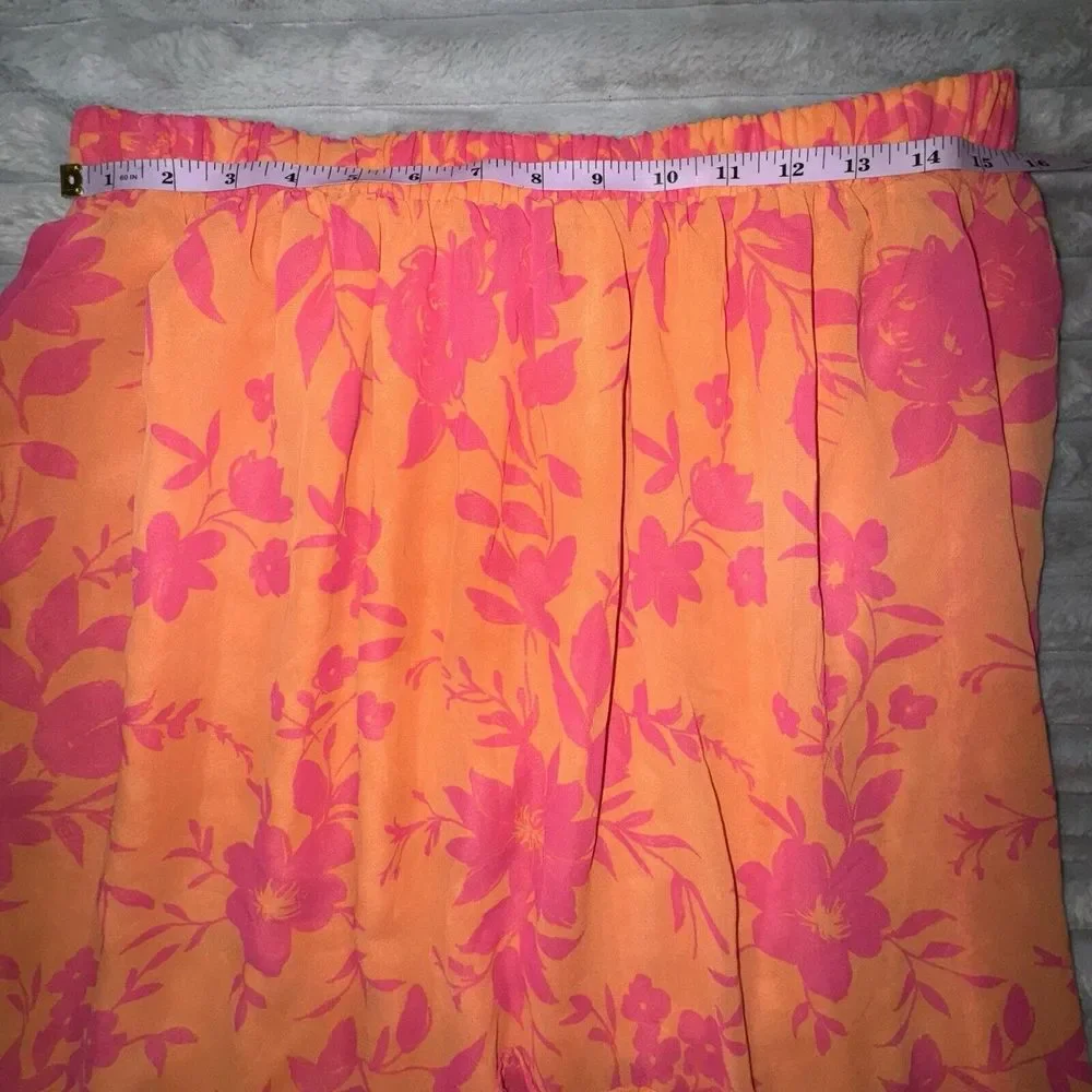 Women's Large 12-14 Orange Pink Chiffon Asymmetric Skirt‎ Y2K 90s Fairy Spring